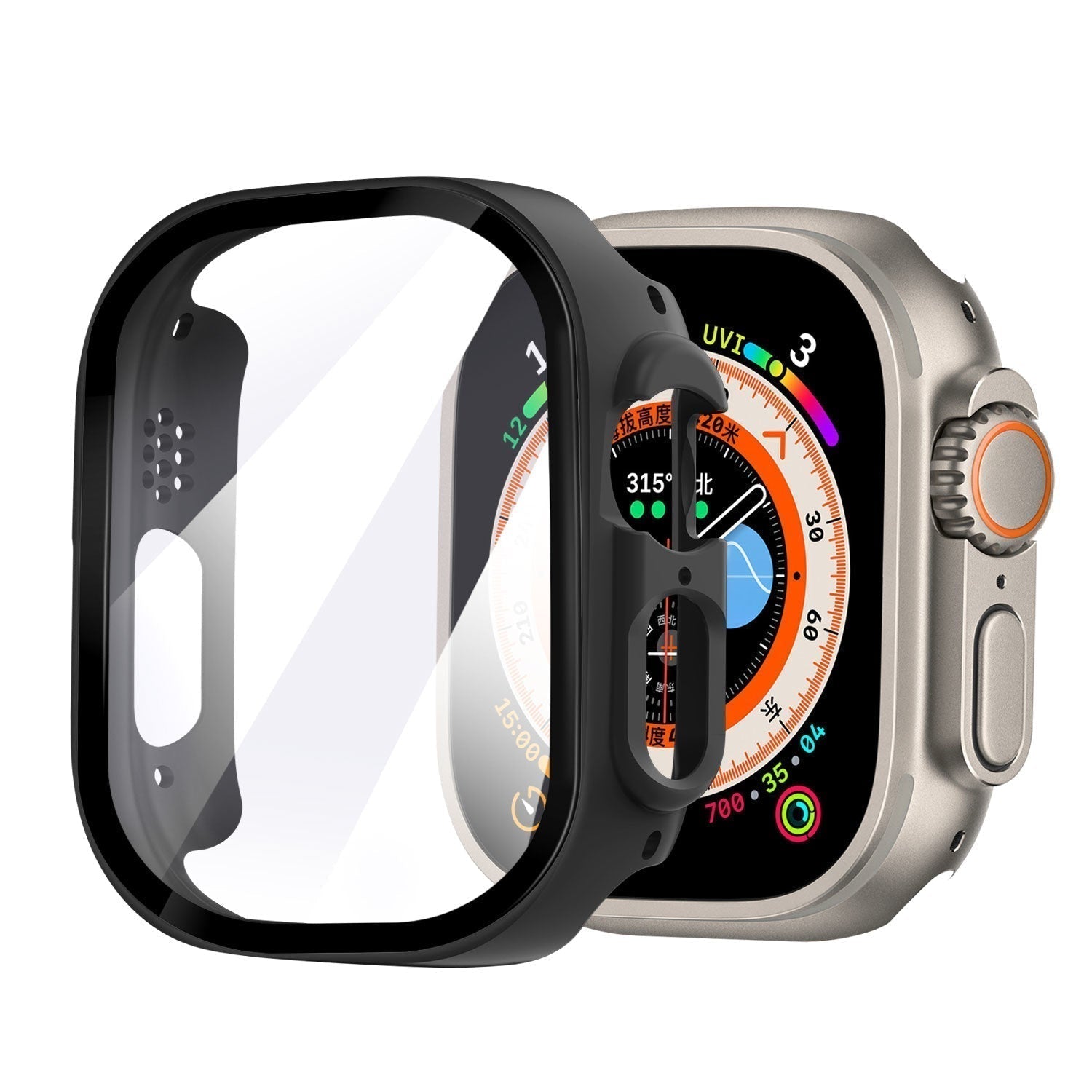 Apple Watch Protective Case Featuring Glass Cover In Black