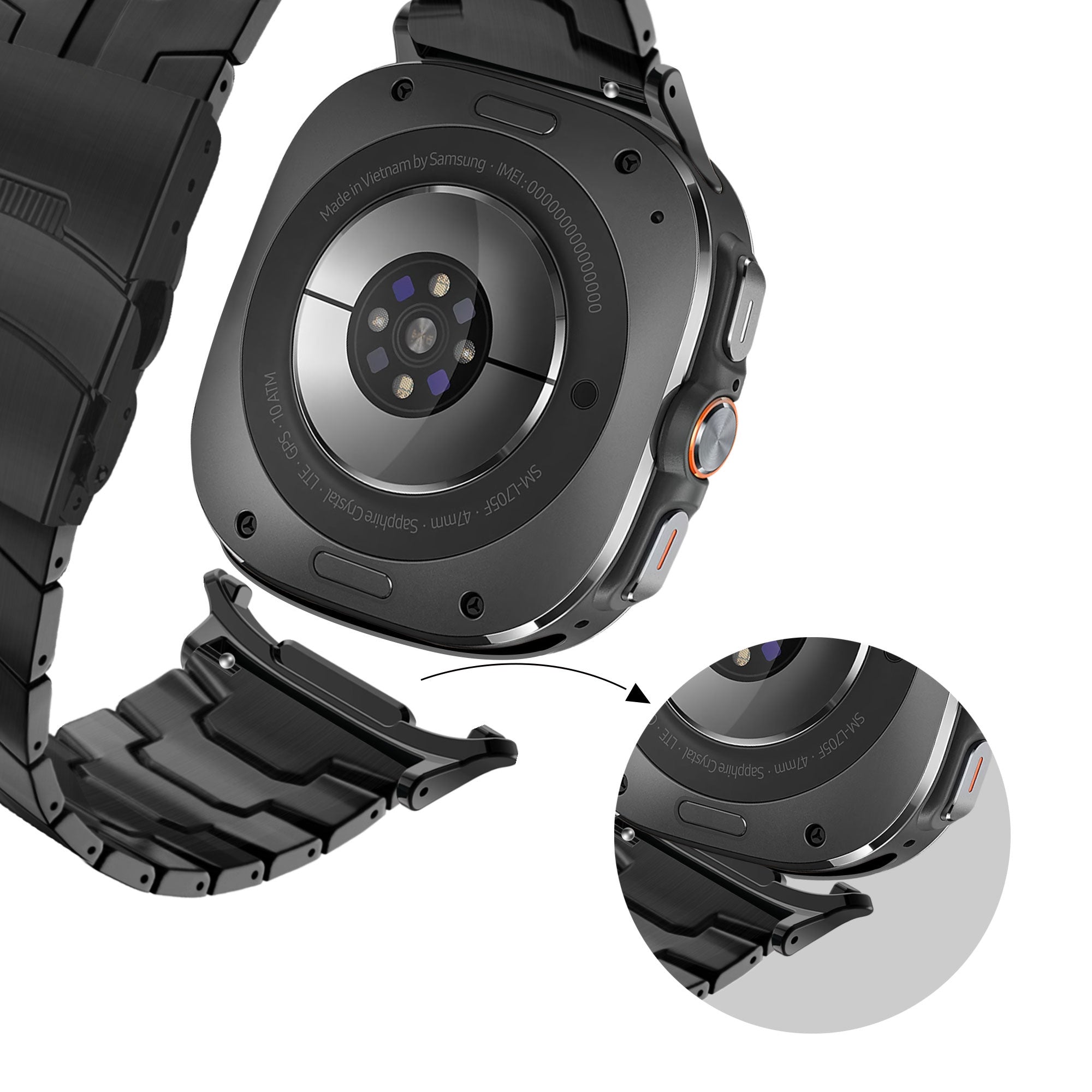 Titanium Link Bracelet For Samsung Galaxy Watch Ultra Iron Black Bandz