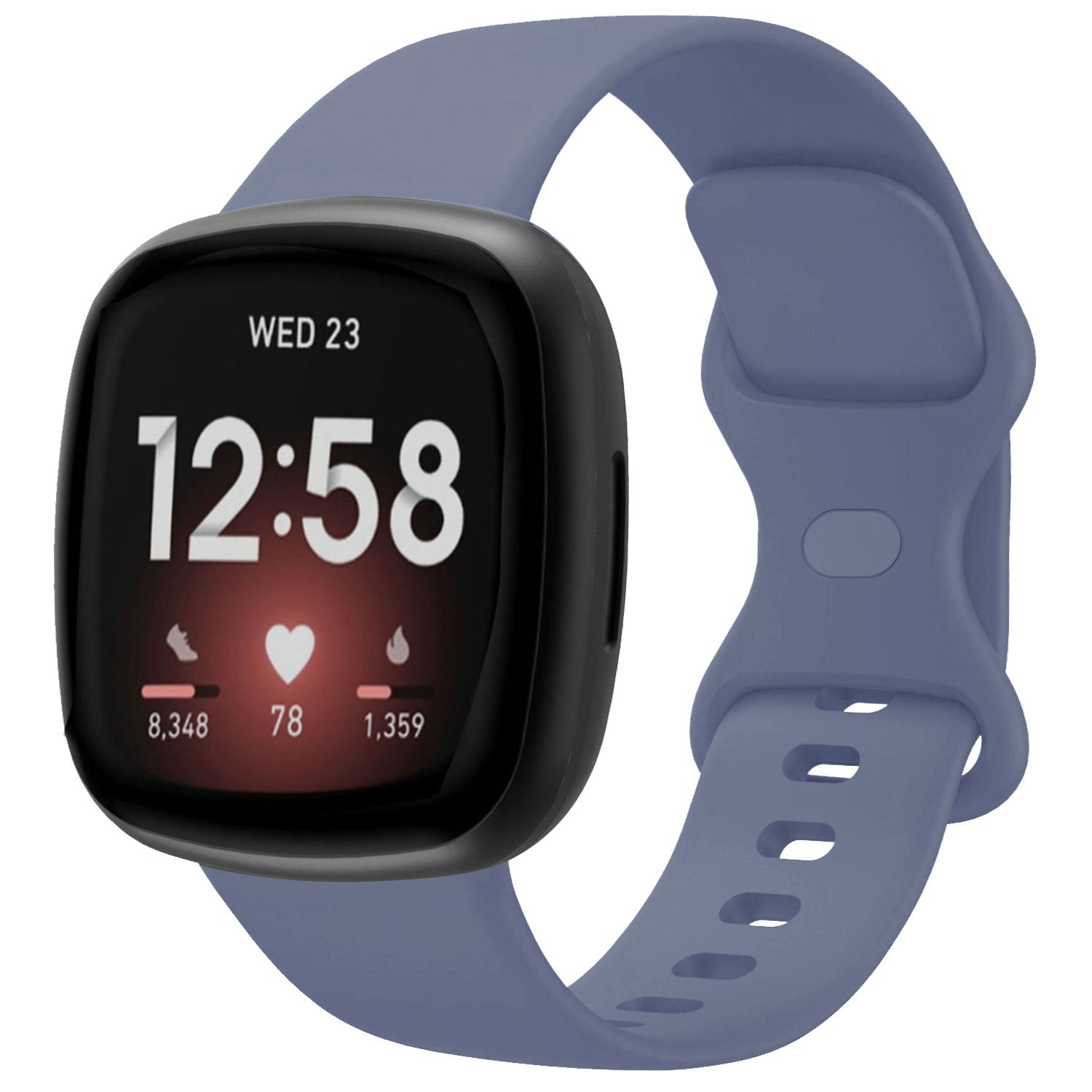 Durable Grey-Blue Silicone Strap for Fitbit Versa 3 Replacement Band