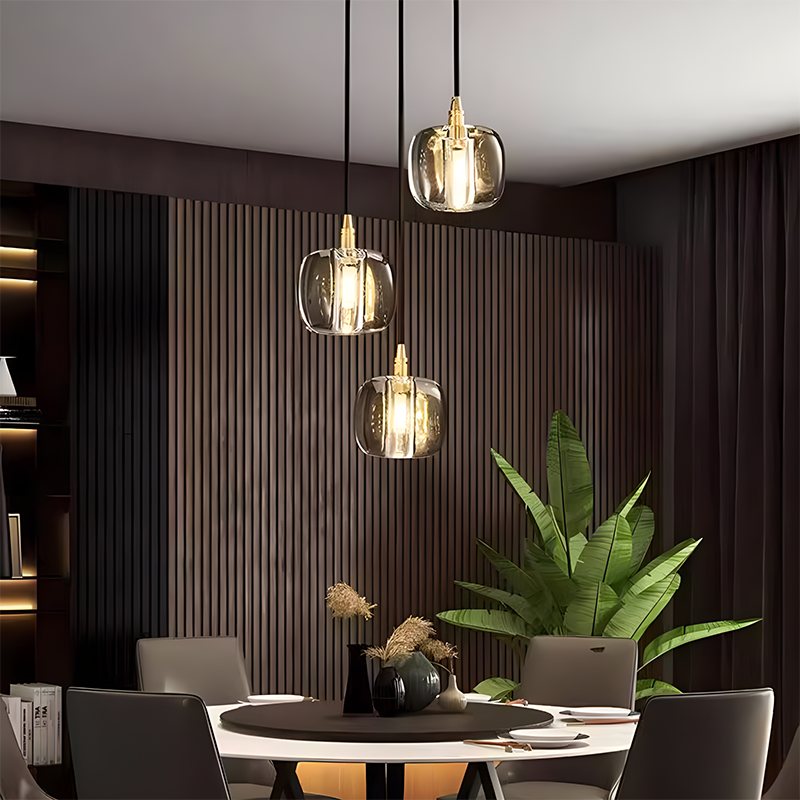 Multicolor Glass Pendant Light Fixture With Layered Lighting