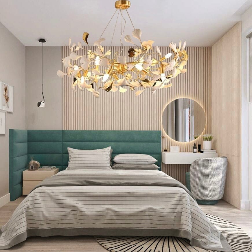 Aurelia Ginkgo Leaf Chandelier With Handcrafted Ceramic Petal Accents