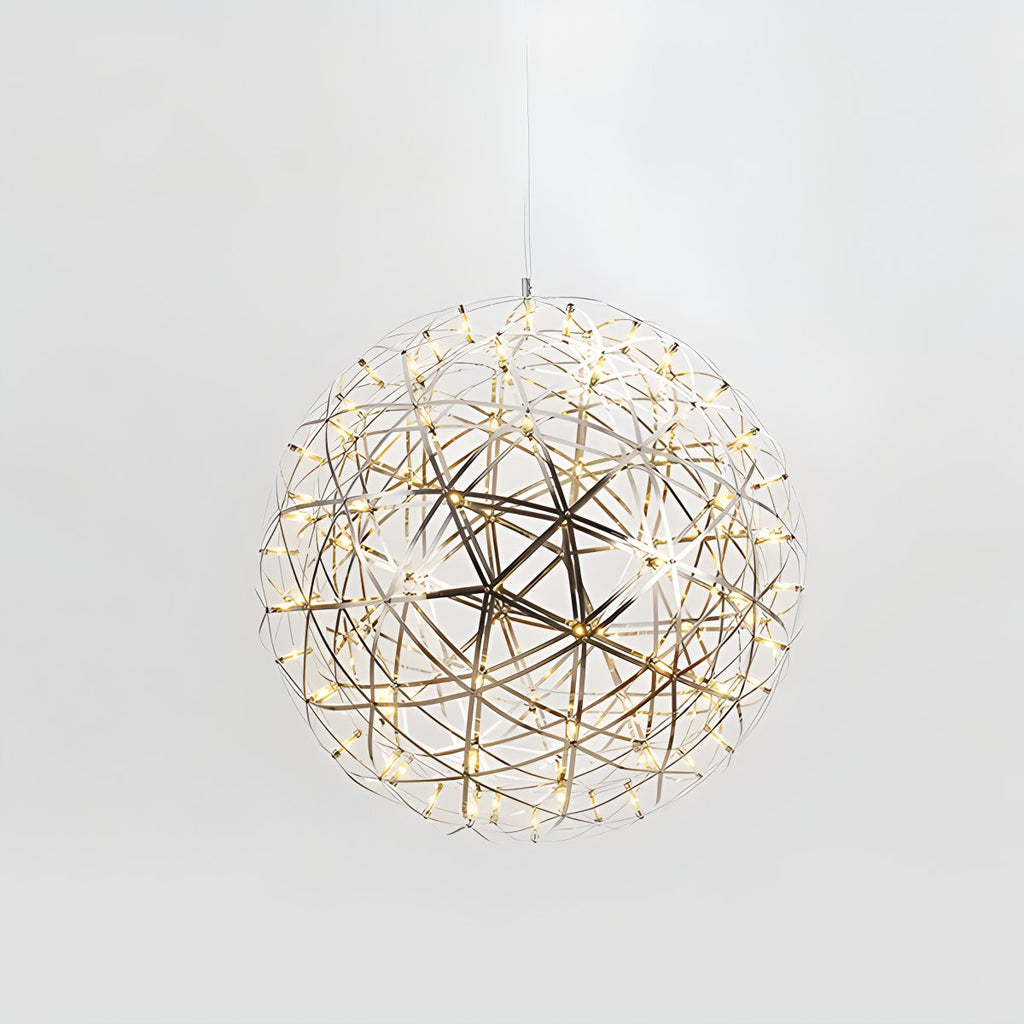 Dining Room Pendant Light With Polished Stainless Steel Sphere