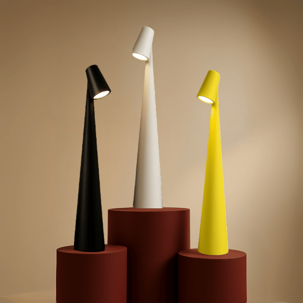 Stylish Table Lamp In Metal Finish Rechargeable For Indoor And Outdoor Use