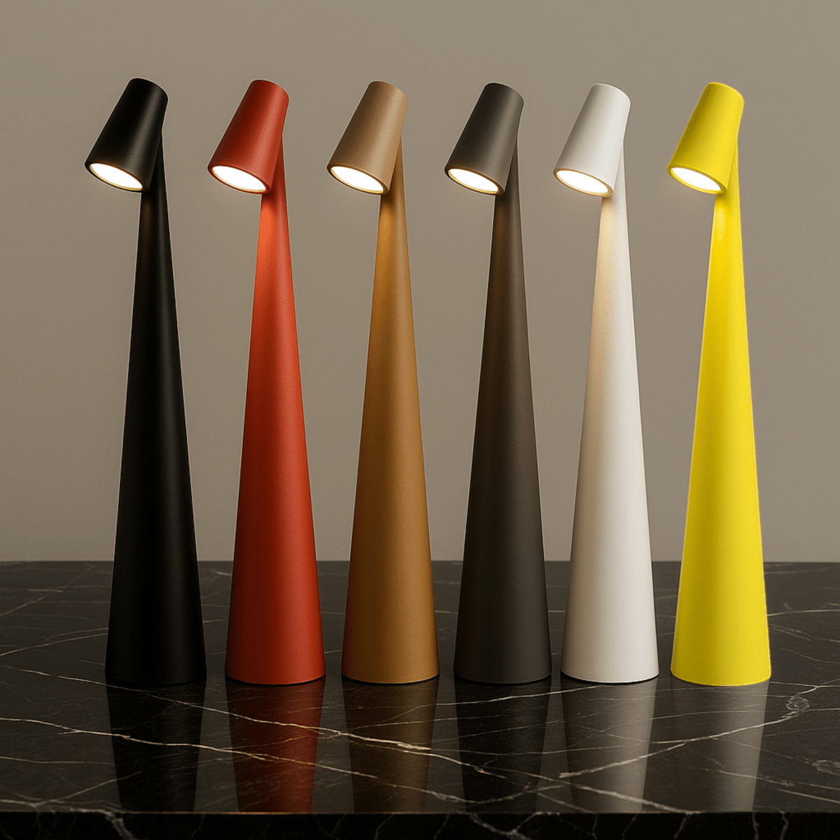 Stylish Table Lamp In Metal Finish Rechargeable For Indoor And Outdoor Use