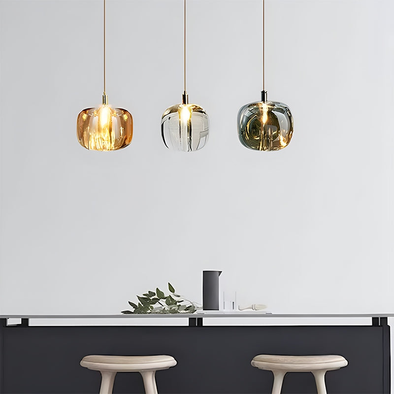 Multicolor Glass Pendant Light Fixture With Layered Lighting