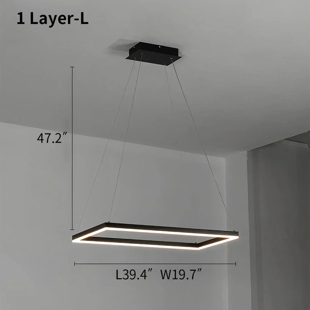 Modern Black Tiered Rectangular Chandelier For Contemporary Interiors