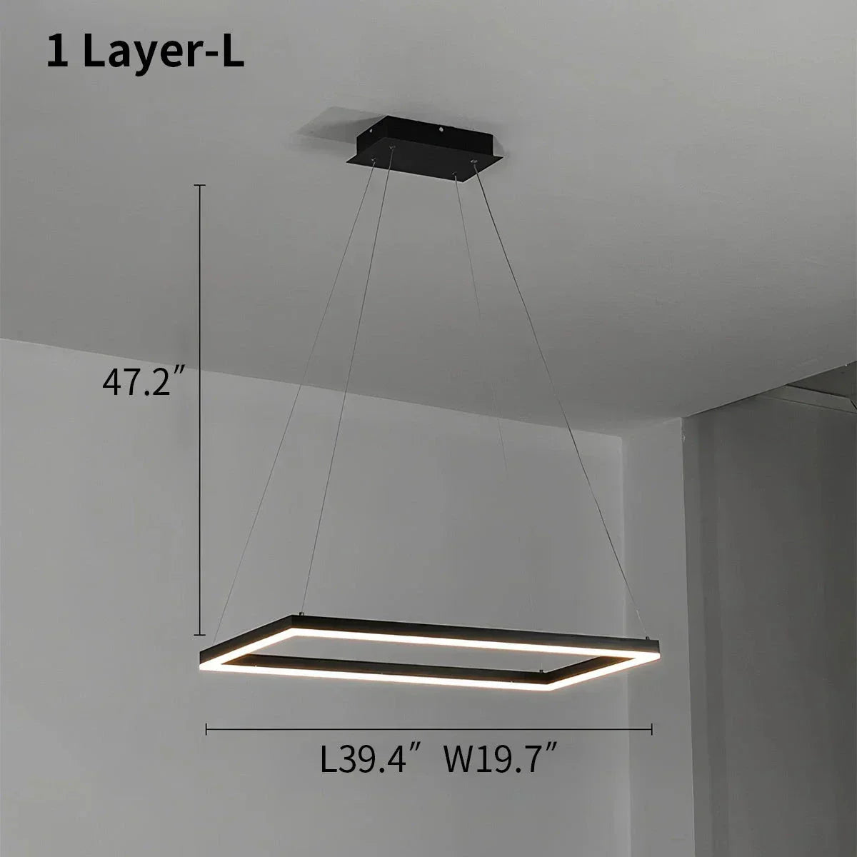 Modern Black Tiered Rectangular Chandelier For Contemporary Interiors