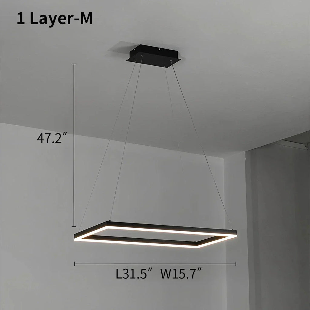 Modern Black Tiered Rectangular Chandelier For Contemporary Interiors
