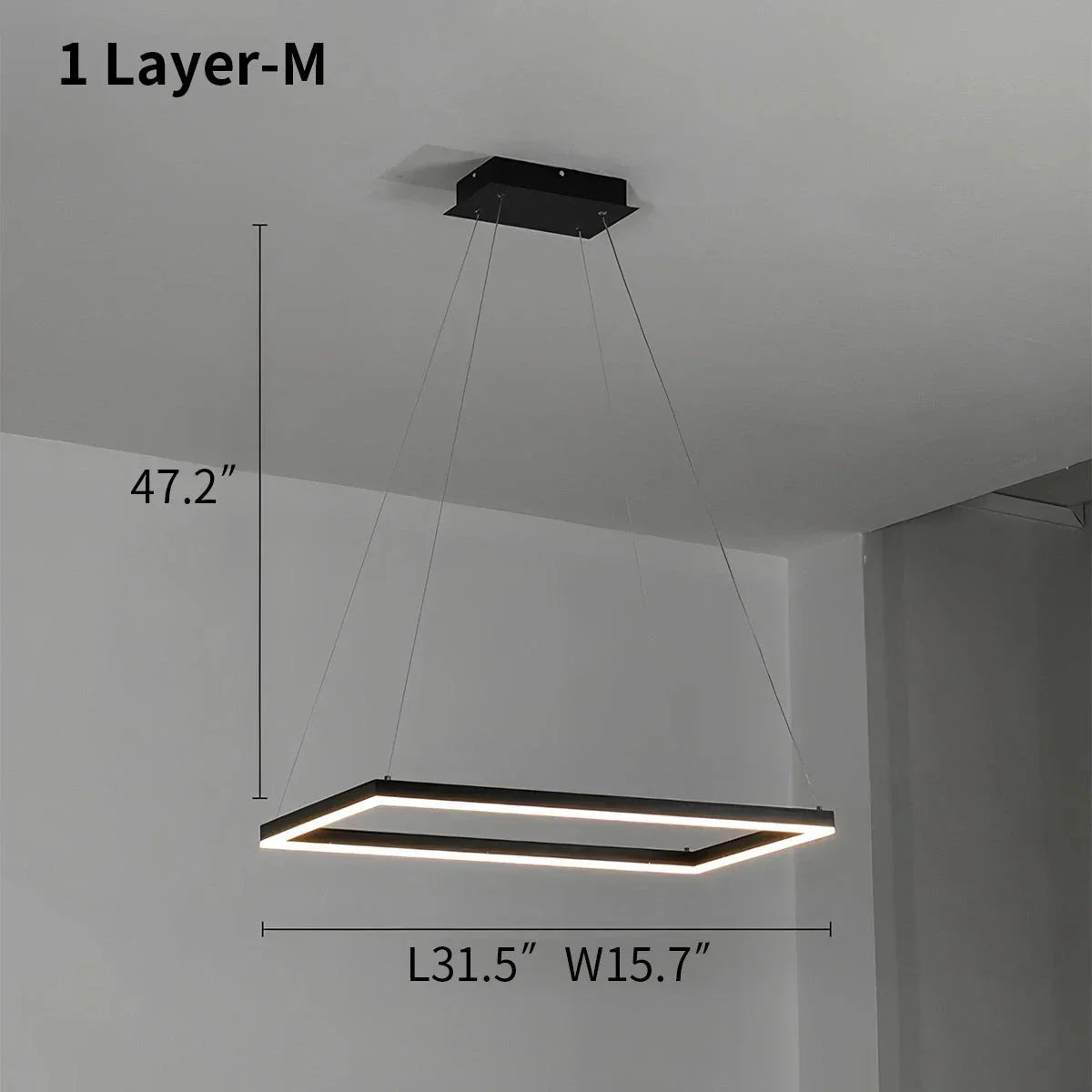 Modern Black Tiered Rectangular Chandelier For Contemporary Interiors