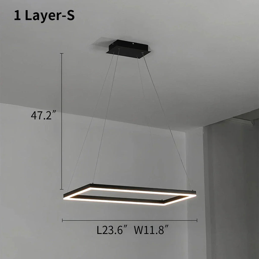 Modern Black Tiered Rectangular Chandelier For Contemporary Interiors