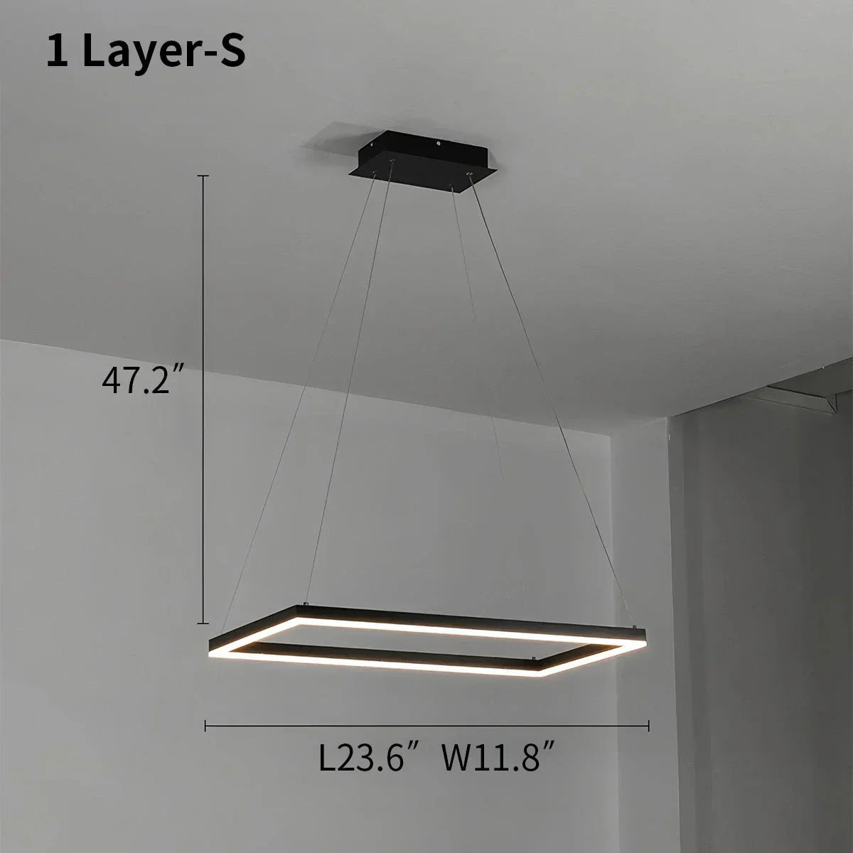 Modern Black Tiered Rectangular Chandelier For Contemporary Interiors