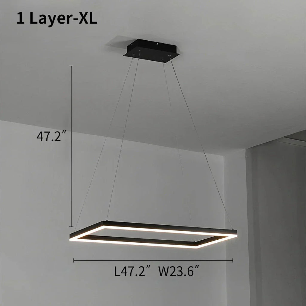 Modern Black Tiered Rectangular Chandelier For Contemporary Interiors
