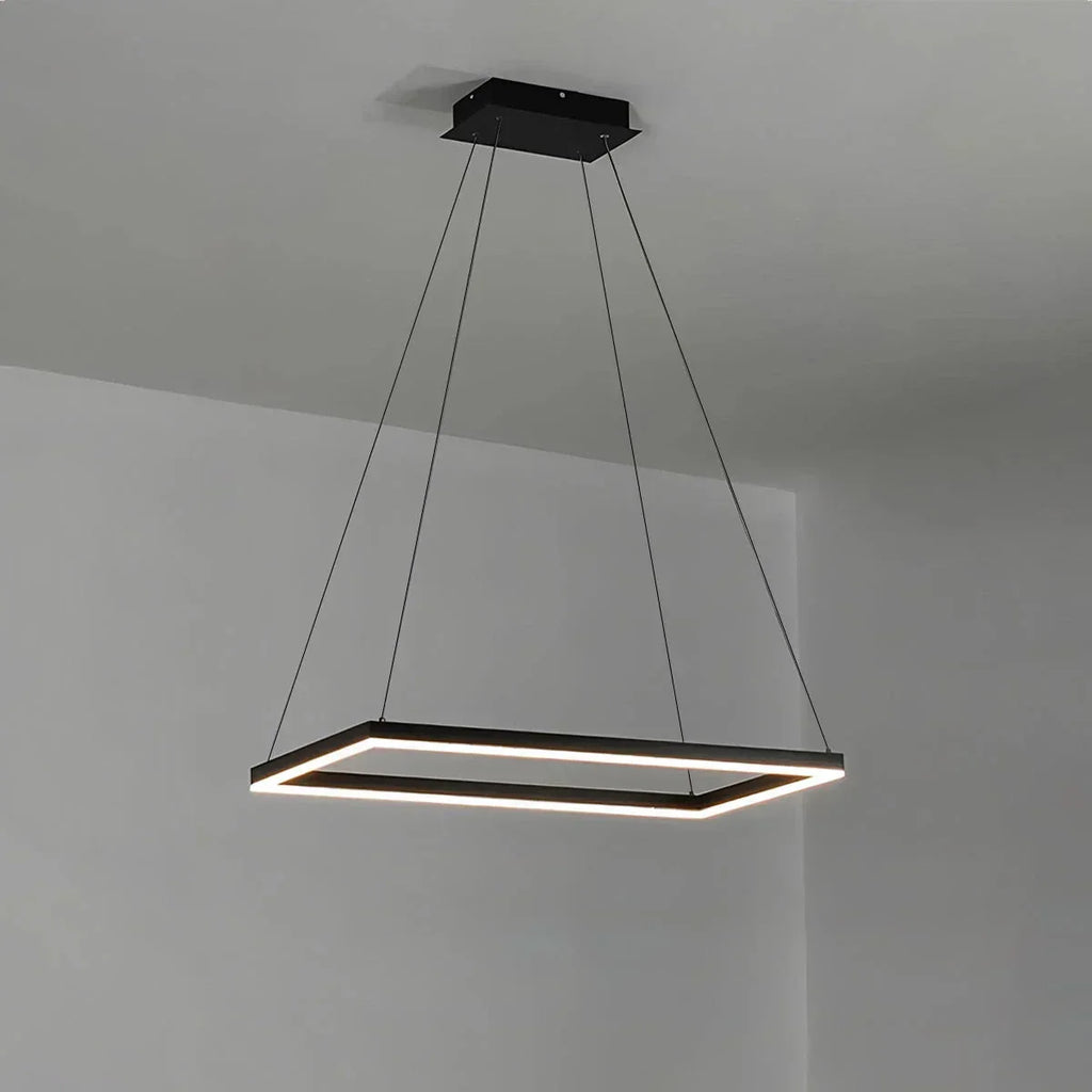 Modern Black Tiered Rectangular Chandelier For Contemporary Interiors