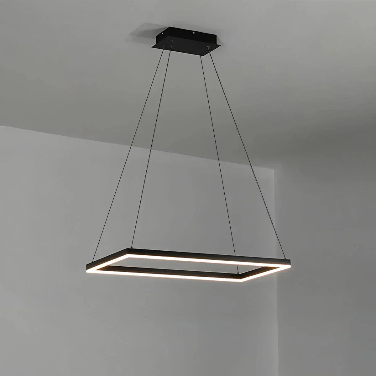 Modern Black Tiered Rectangular Chandelier For Contemporary Interiors