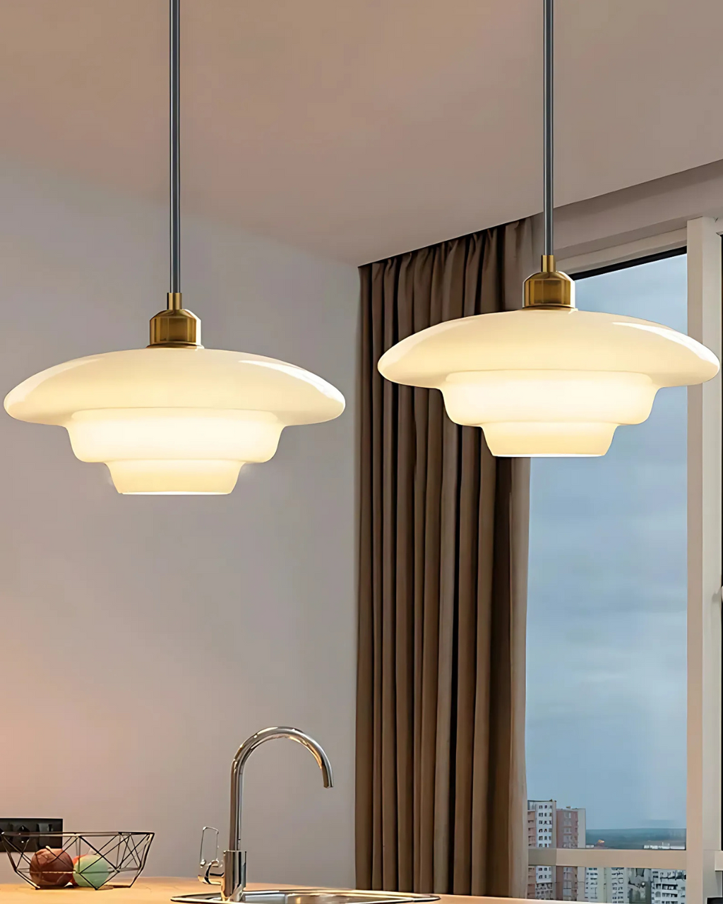 Luselle Retro Opal Glass Cloud Pendant Light With Soft Glow