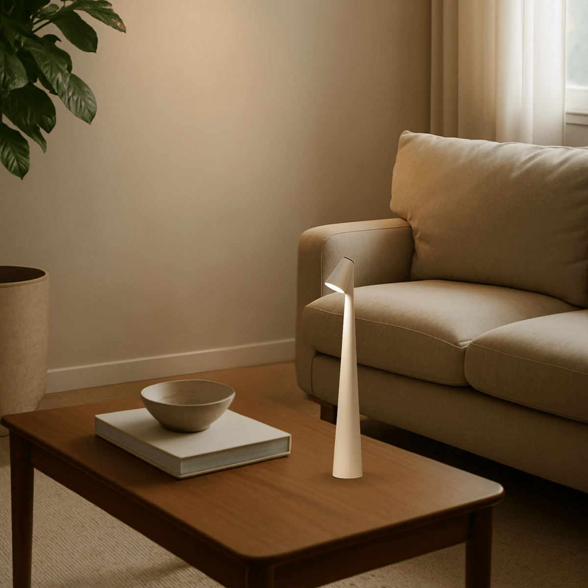 Stylish Table Lamp In Metal Finish Rechargeable For Indoor And Outdoor Use