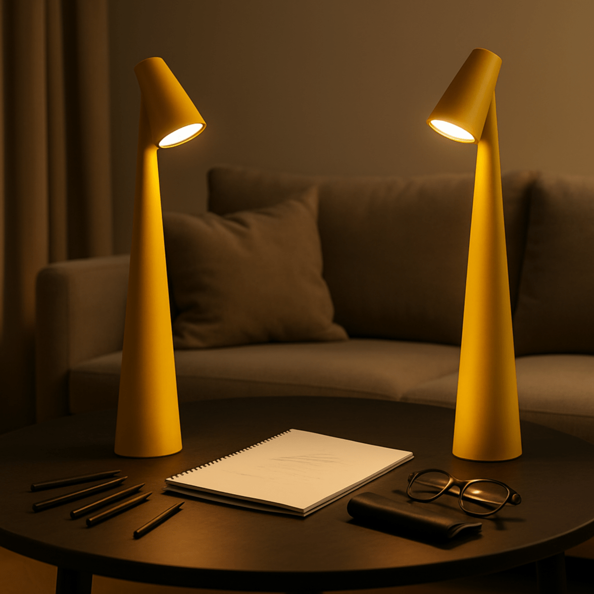 Stylish Table Lamp In Metal Finish Rechargeable For Indoor And Outdoor Use