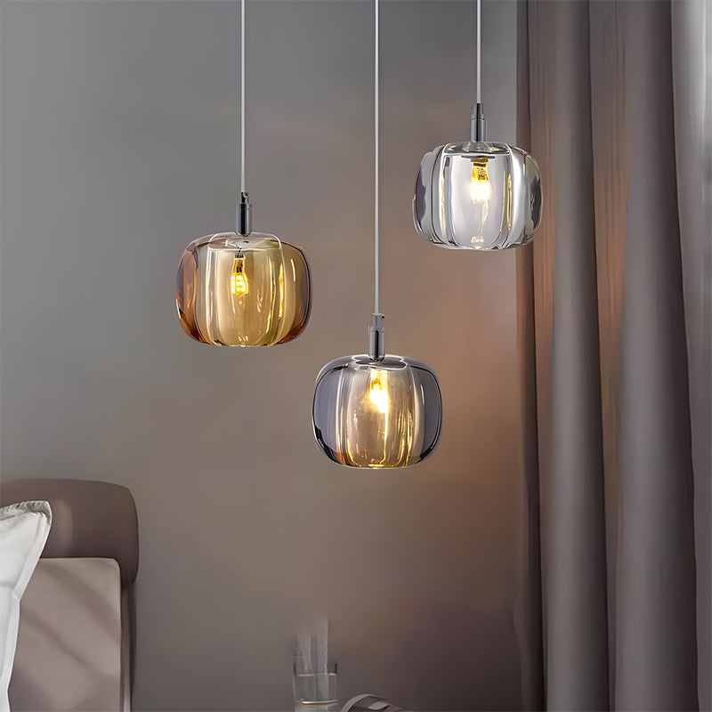 Multicolor Glass Pendant Light Fixture With Layered Lighting