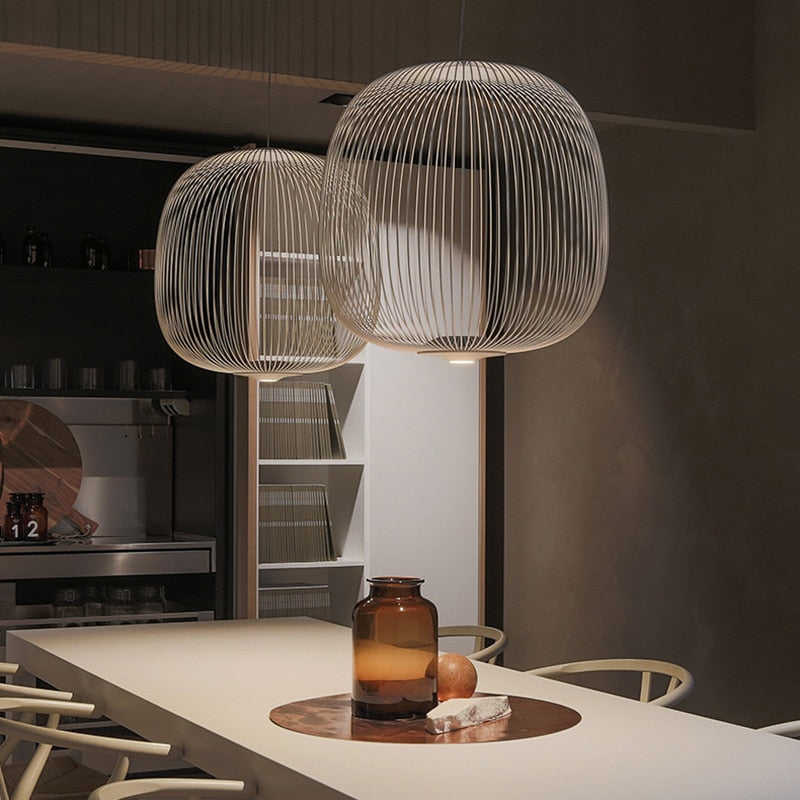 Lyra Spokes Pendant Light, Hanging Fixture, 52 Cm Diameter, 200 Cm Height
