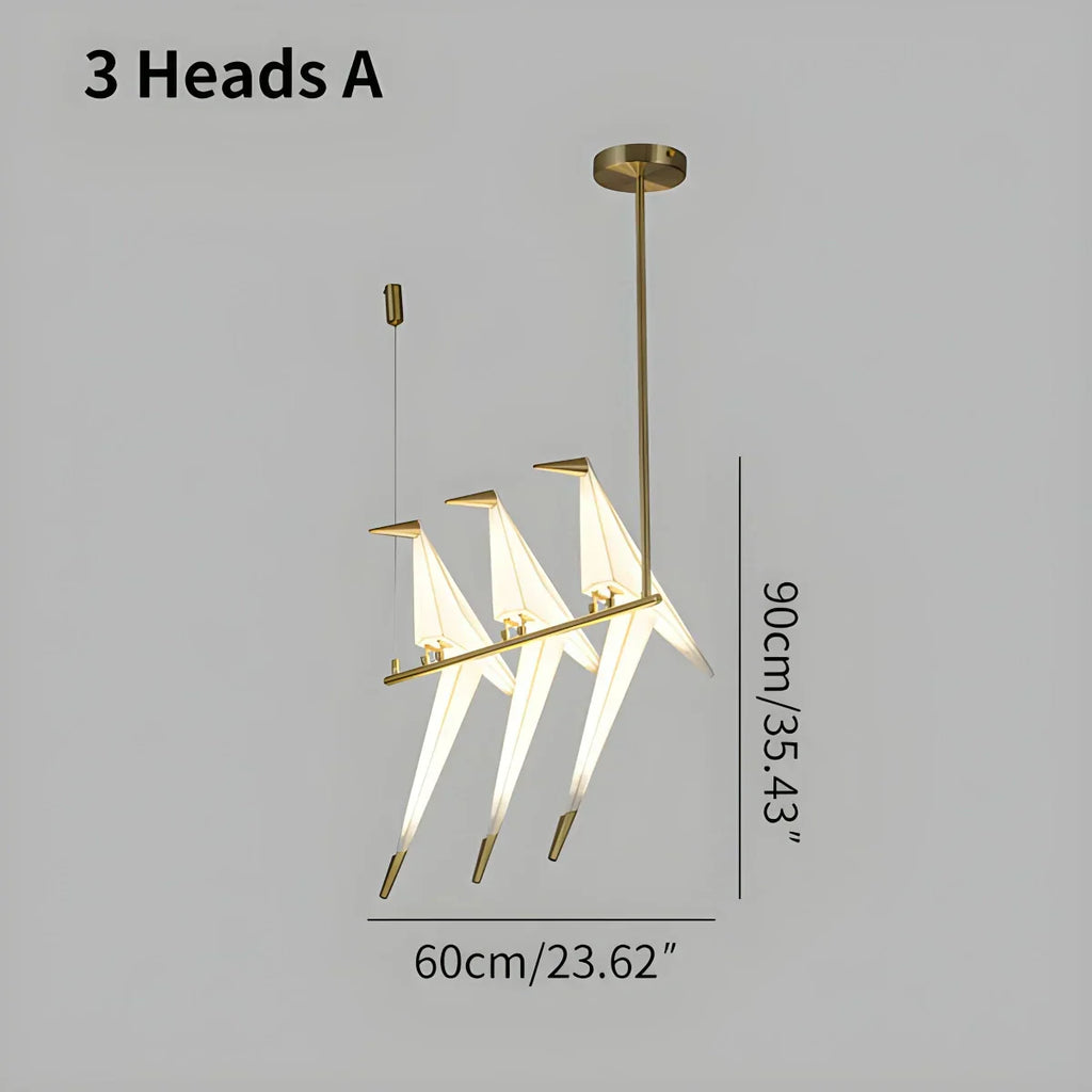 Elegant Dining Room Chandelier With Paper Crane Birds