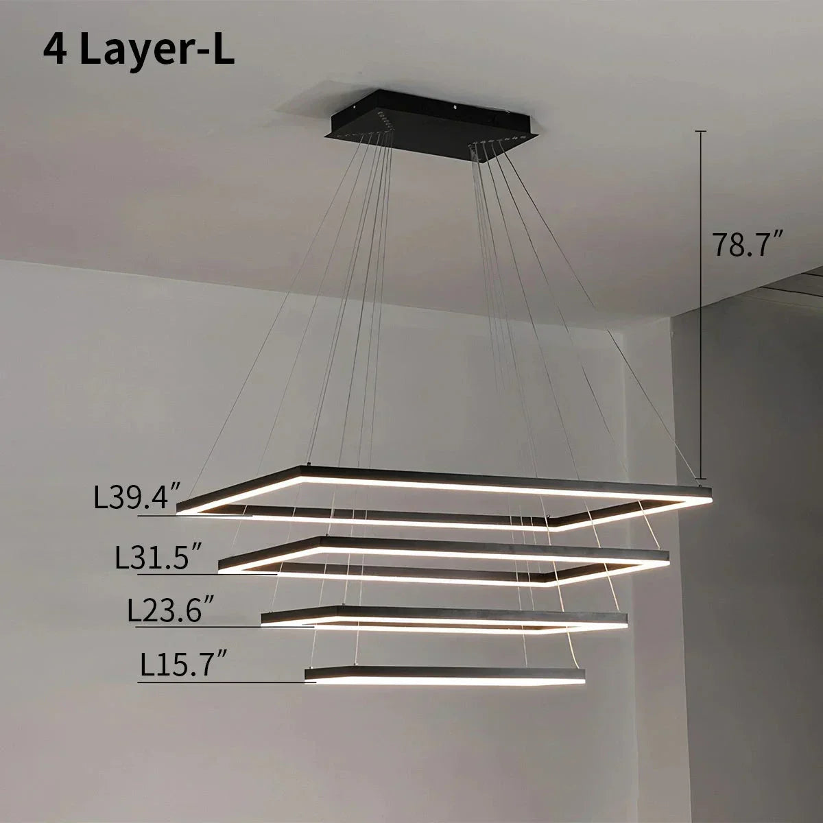 Modern Black Tiered Rectangular Chandelier For Contemporary Interiors