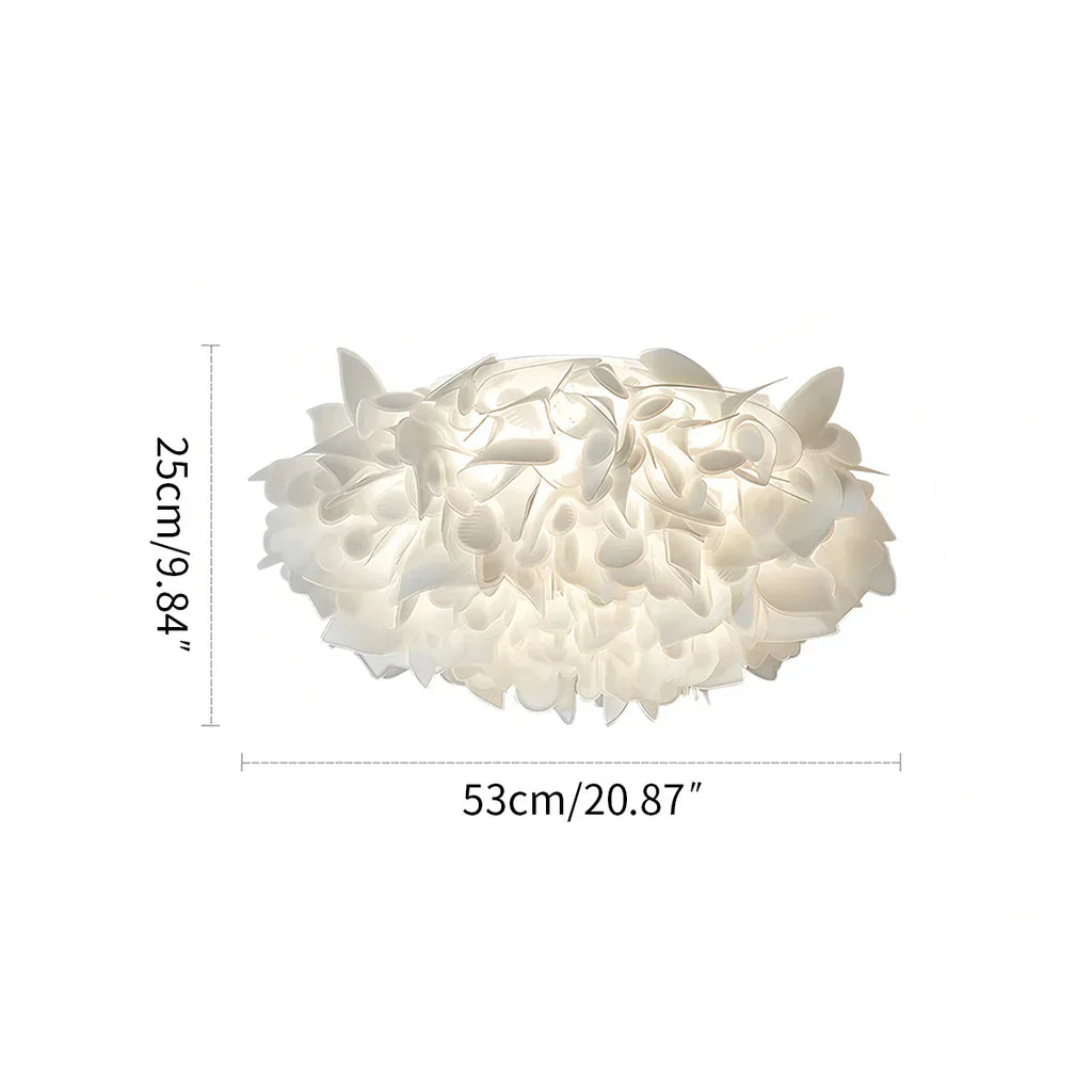 Petal-Style White Ceiling Fixture With Flush Mount
