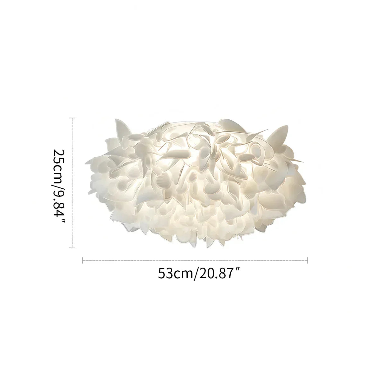 Petal-Style White Ceiling Fixture With Flush Mount