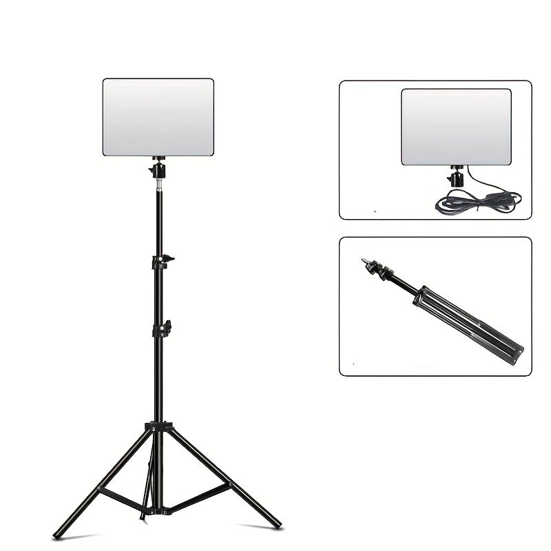 LED Studio Lighting Stand With An Adjustable Aluminum Tripod And Studio Lamp