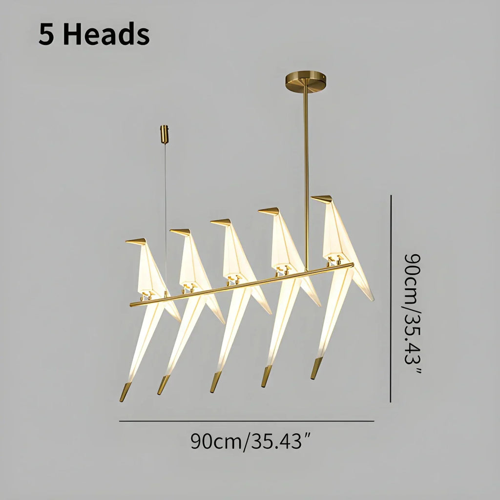 Elegant Dining Room Chandelier With Paper Crane Birds