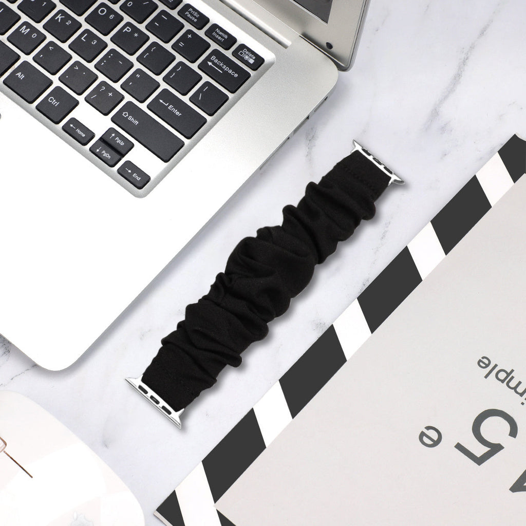 Apple Watch Black Scrunchie Band With No Buckle And Stretch