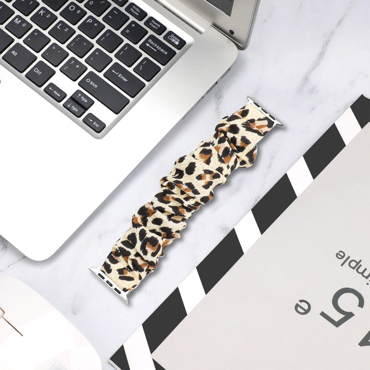 Apple Watch Luxury Scrunchie Accessory With Leopard Pattern