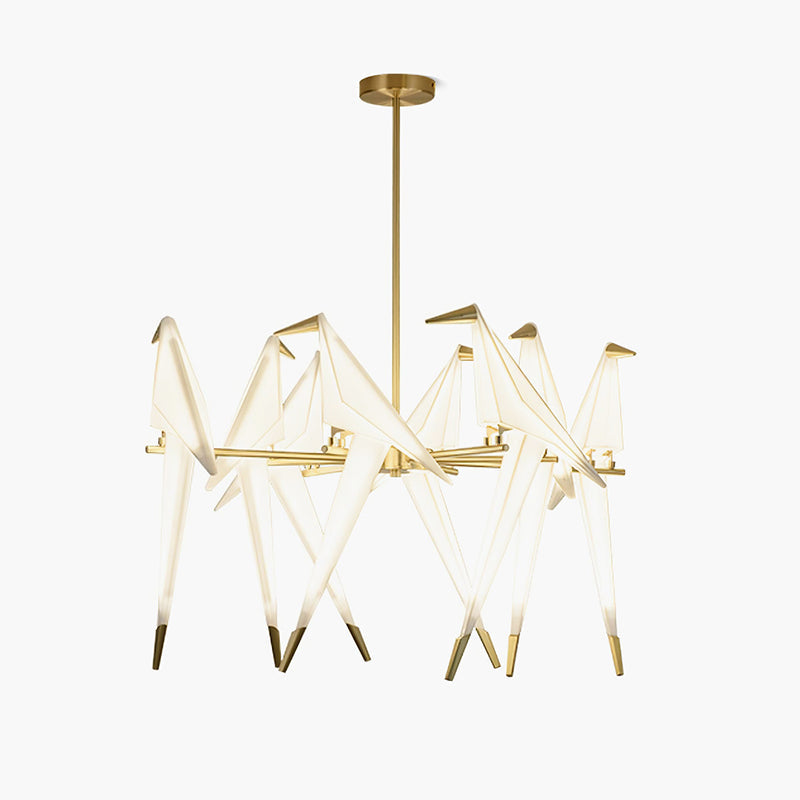 Elegant Dining Room Chandelier With Paper Crane Birds