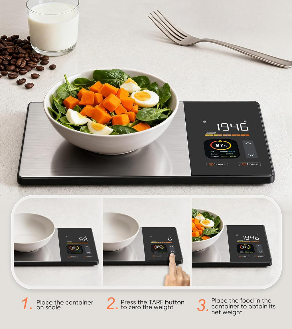 Smart Nutrition Scale: TFT Display, App Sync For Calorie And Macro Tracking