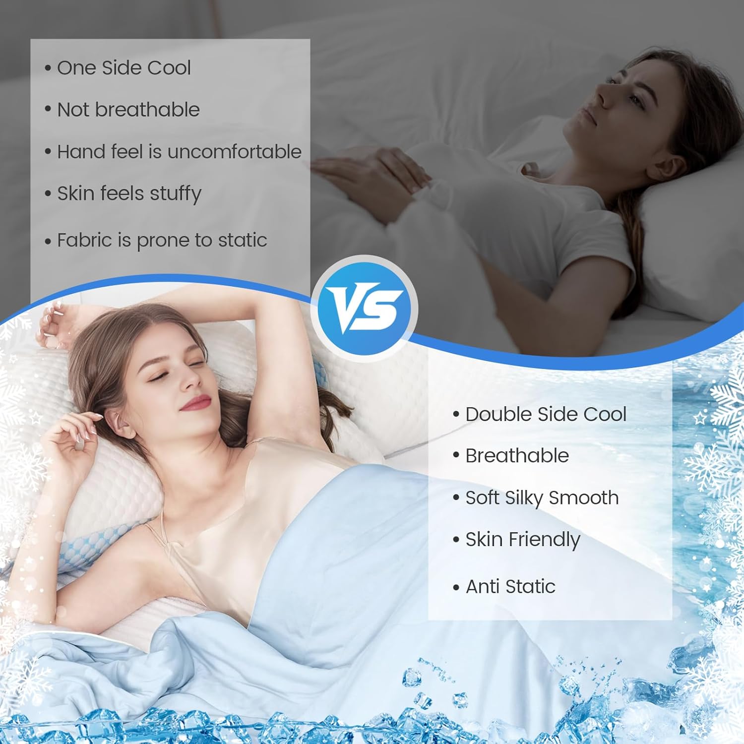 Q-Max Cooling Blanket, Double-Sided, Soft And Breathable For Hot Sleepers