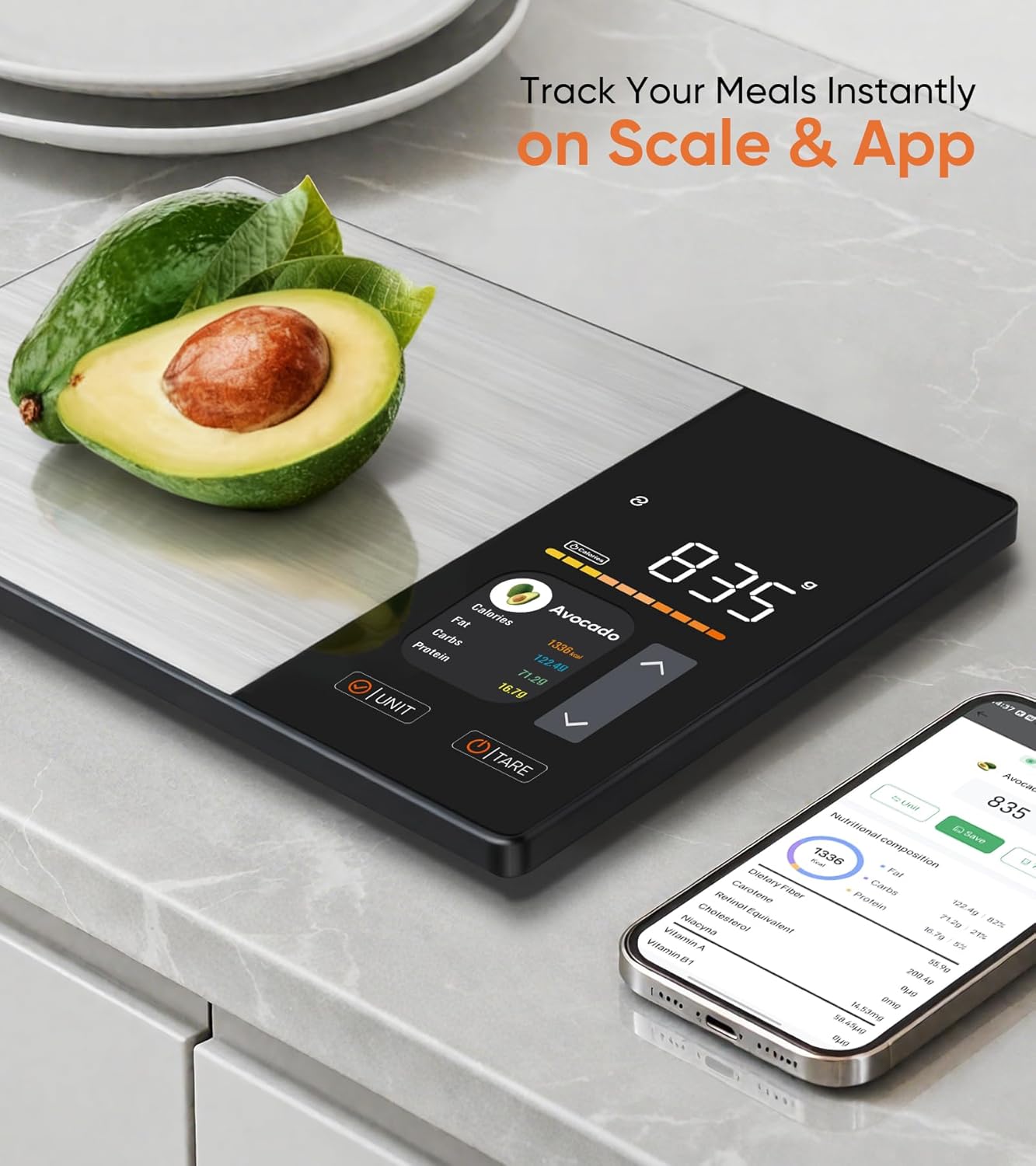 Smart Nutrition Scale: TFT Display, App Sync For Calorie And Macro Tracking