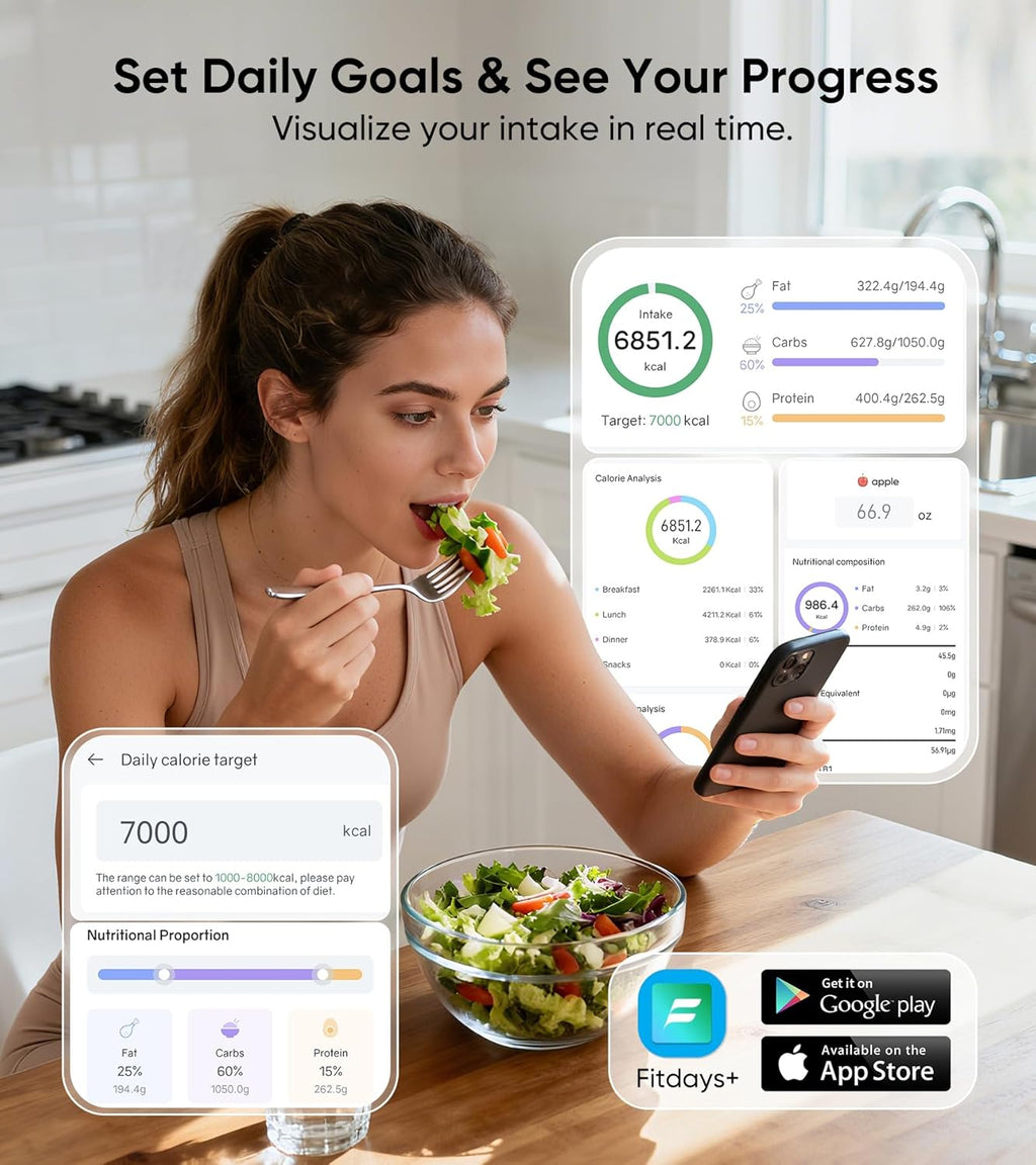 Smart Nutrition Scale: TFT Display, App Sync For Calorie And Macro Tracking