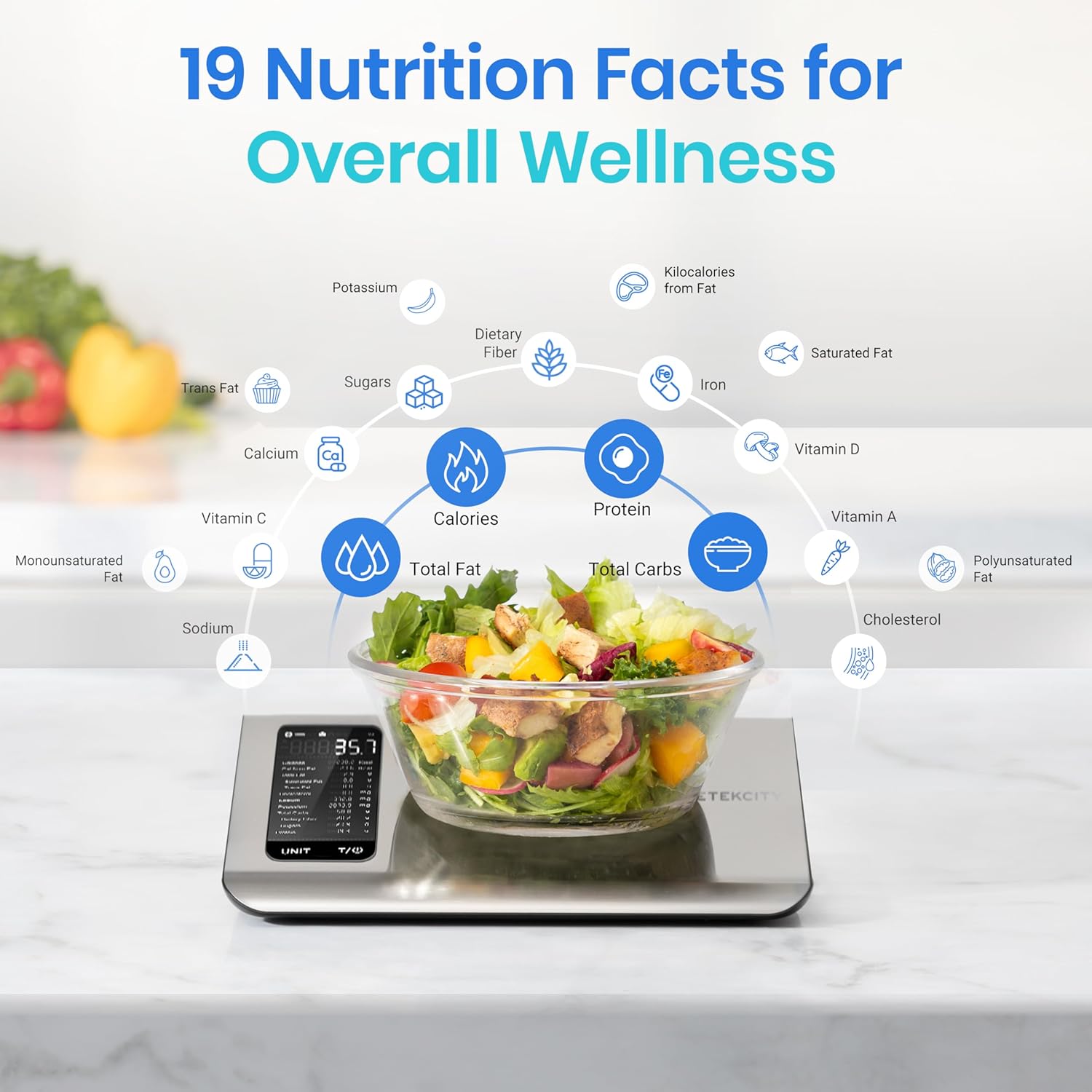 Precision Pro Nutritional Calculator Scale for Healthy Cooking and Weight Management