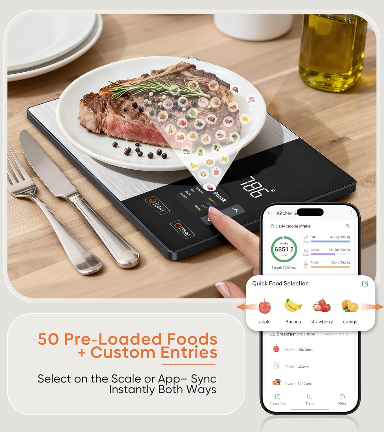 Smart Nutrition Scale: TFT Display, App Sync For Calorie And Macro Tracking