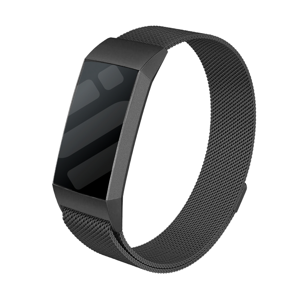 Black Milanese Strap Replacement For Fitbit Charge 4