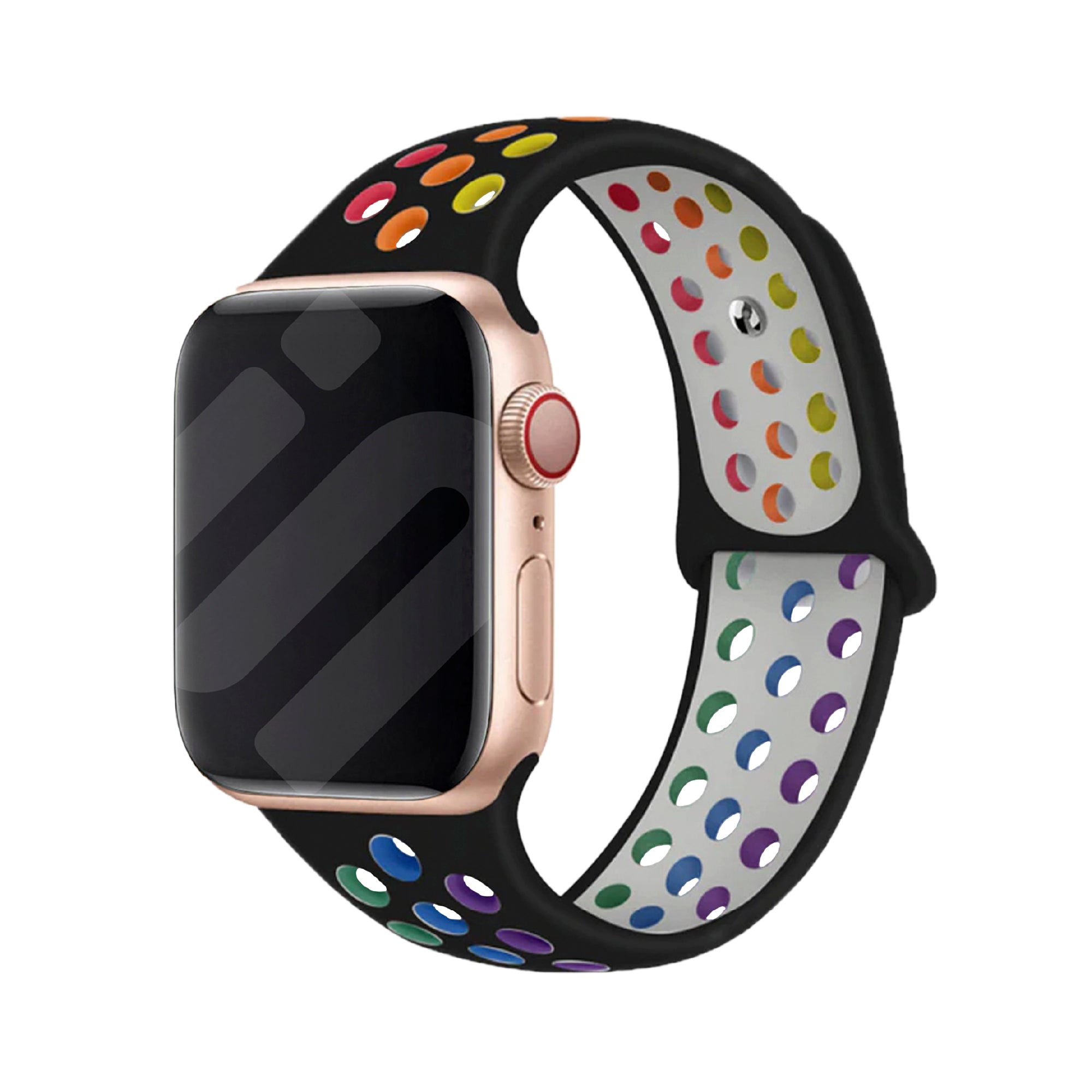 Apple Watch Sport Band In Black With Rainbow Colors