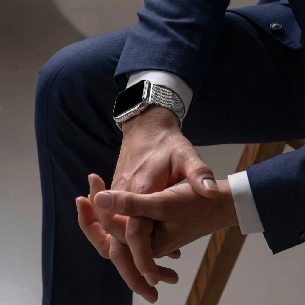 Apple Watch Silver Milanese Band With Buckle Finish