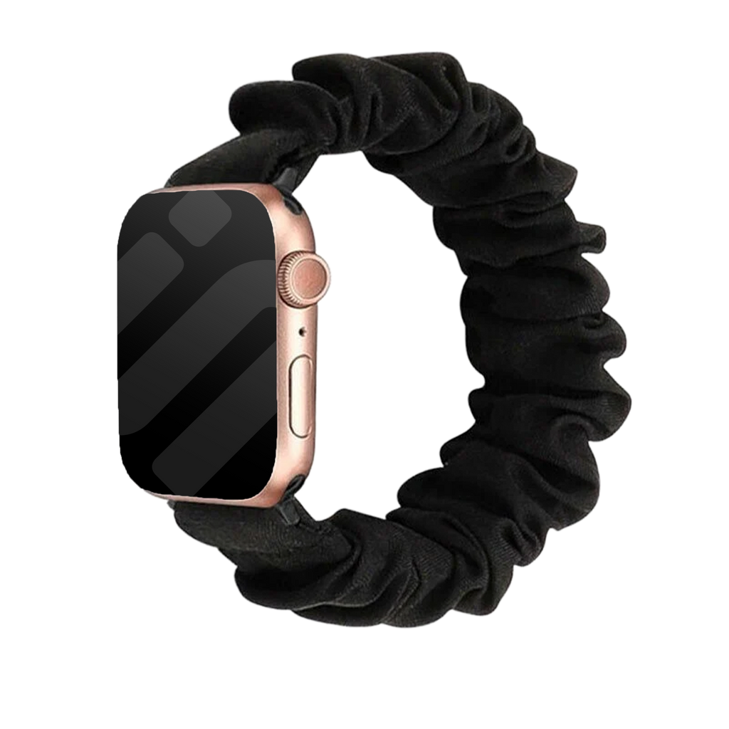 Apple Watch Black Scrunchie Band With No Buckle And Stretch