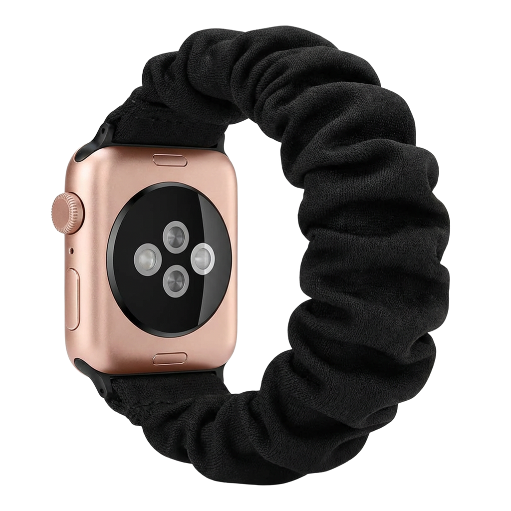 Apple Watch Black Scrunchie Band With No Buckle And Stretch