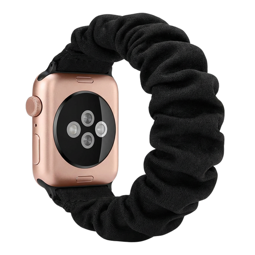 Apple Watch Black Scrunchie Band With No Buckle And Stretch