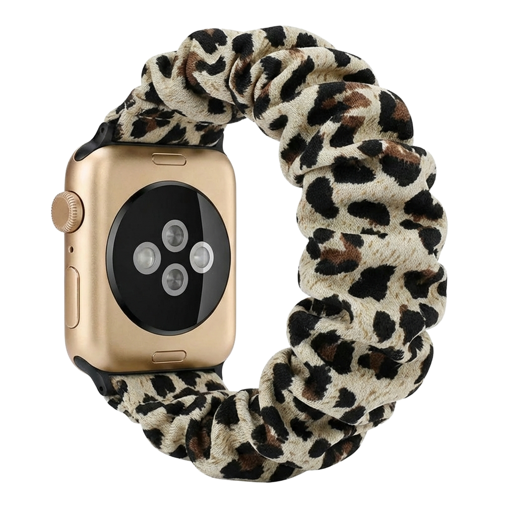 Apple Watch Luxury Scrunchie Accessory With Leopard Pattern