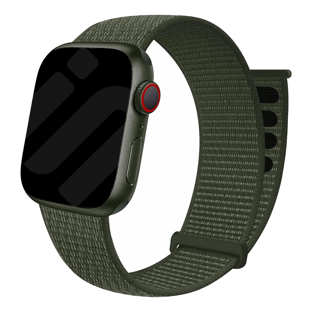 Apple Watch Loop Strap Soft Nylon In Army Green Color Finish