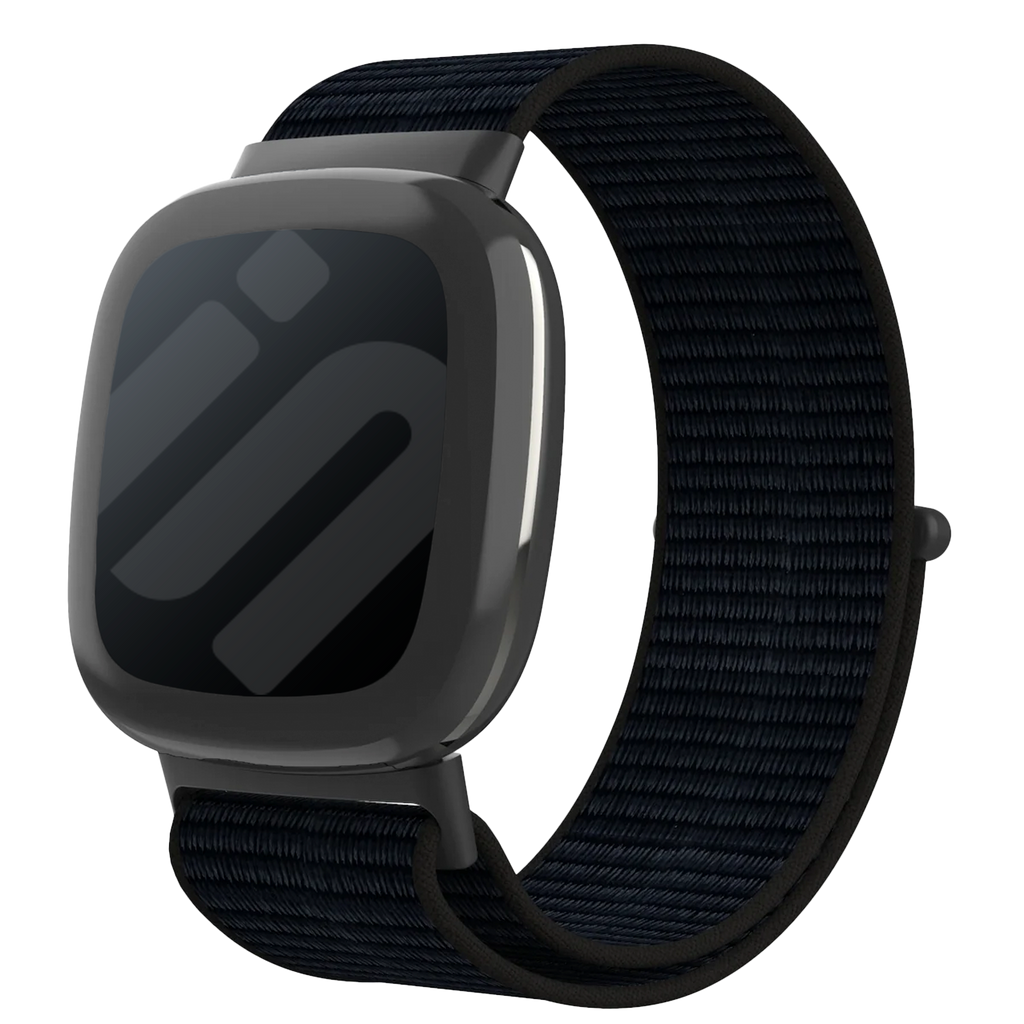 Black Nylon Watch Strap For Fitbit Versa 4 Wristwatch Band