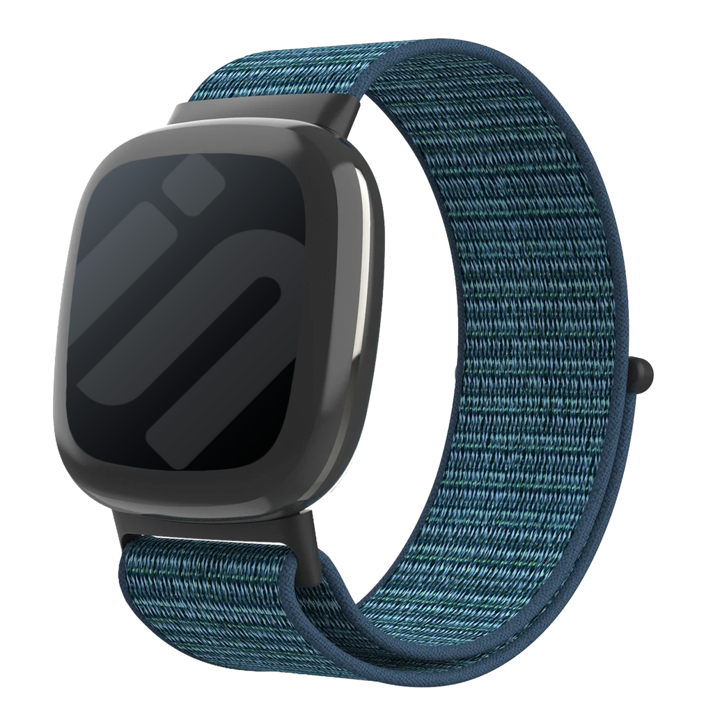 Blue Nylon Watch Band For Fitbit Versa 4 Smartwatch