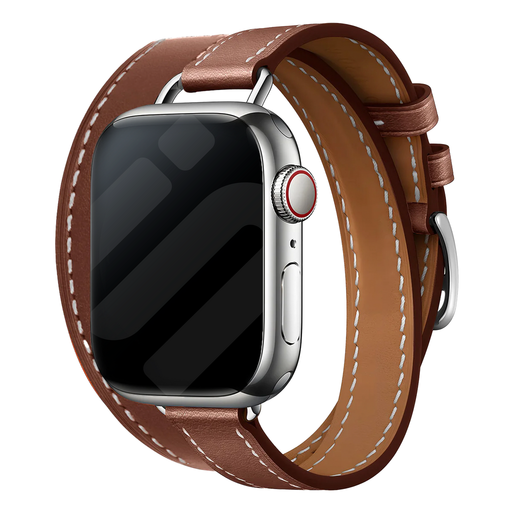 Apple Watch Leather Strap With Double Tour In Rich Brown