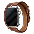 Apple Watch Leather Strap With Double Tour In Rich Brown